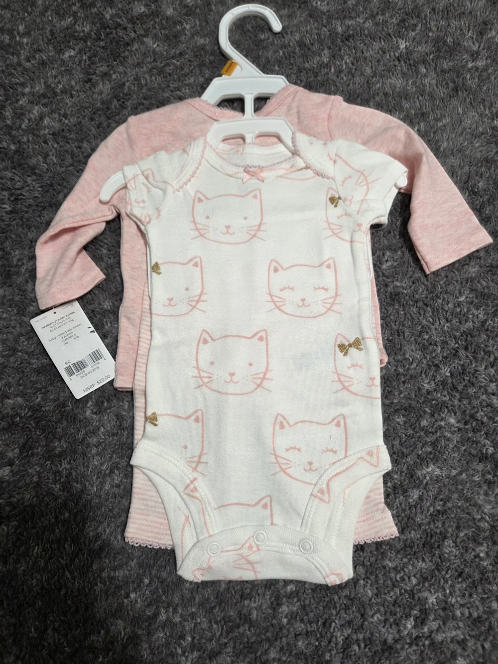 Carter's Pink 'Love You' Pajama Set with Cat Knee Patches